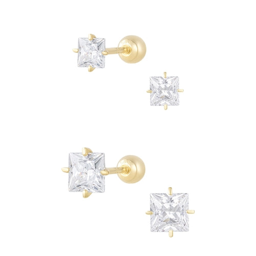 14K (58.5%) SOLID GOLD SQUARE CUBIC  PIERCING
