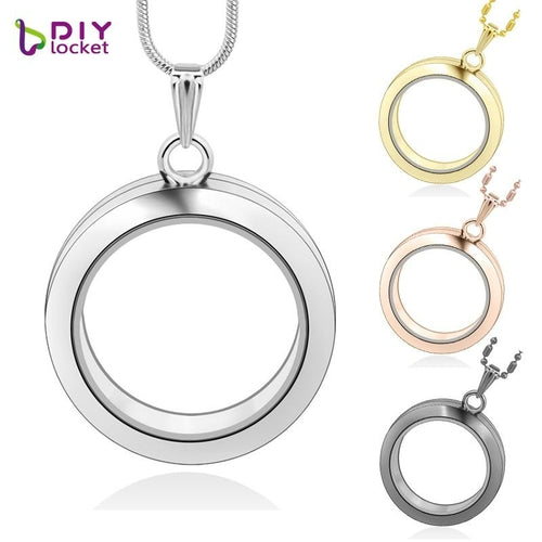 30mm Round magnetic glass floating charm locket Zinc Alloy (chains